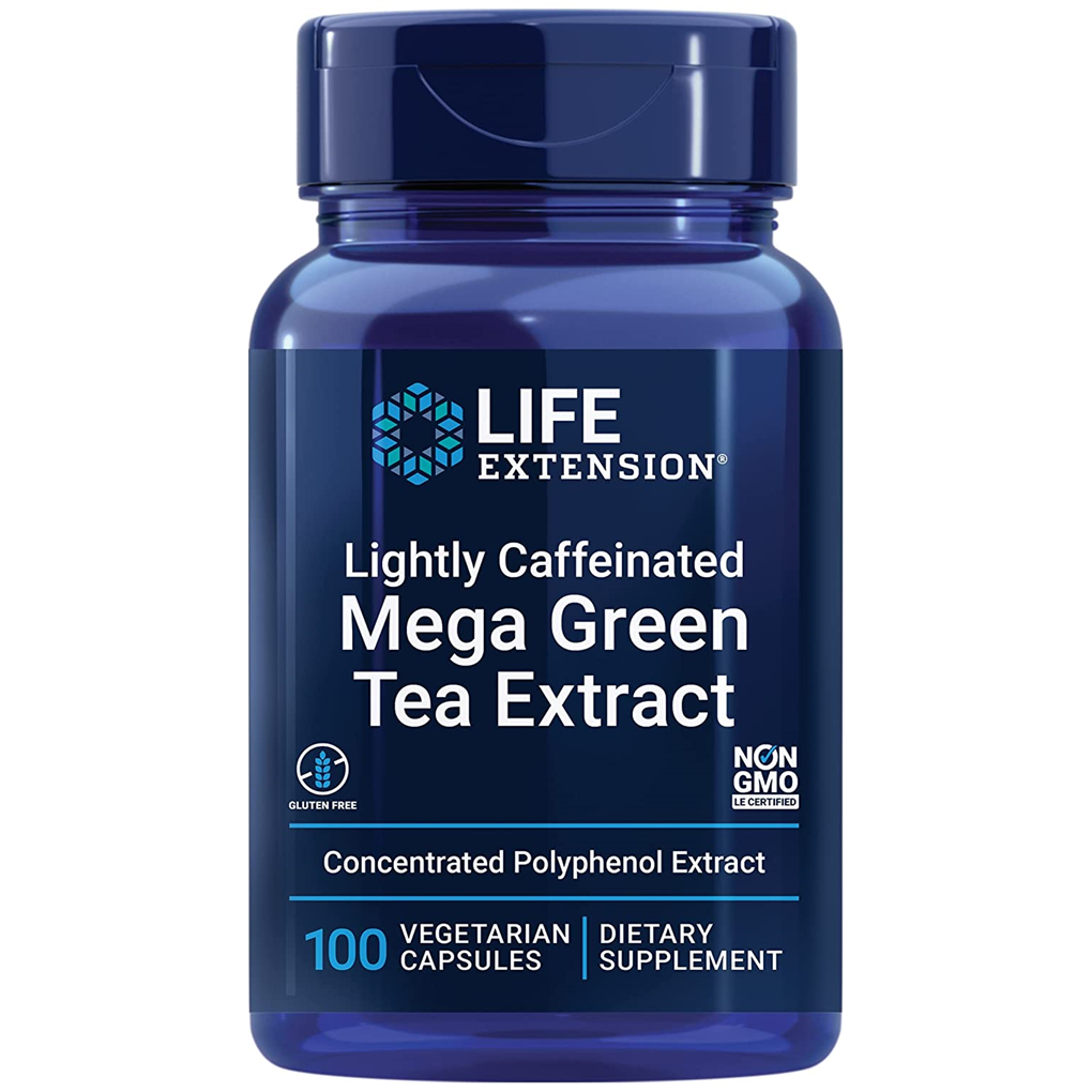 Life Extension  Lightly Caffeinated Mega Green Tea Extract  98% Polyphenols / 100 Vegetarian Capsules
