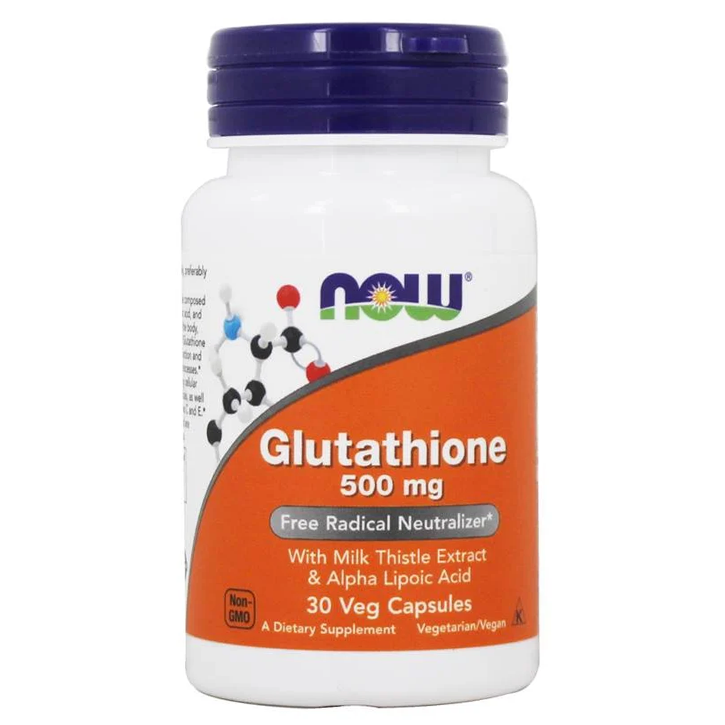 Now Foods Glutathione Free Radical Neutralizer 500 mg. (with Silymarin Flavonoids  Extract , Alpha Lipoic Acid / 30 Vegetable Capsules