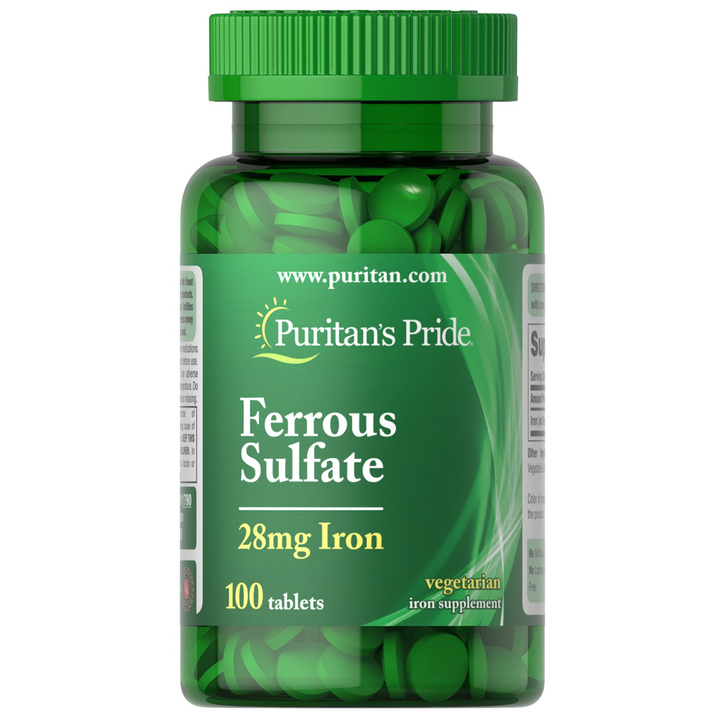 Puritan's Pride Iron Ferrous Sulfate 28 mg / 100 Tablets