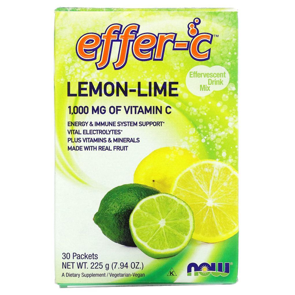 NOW Foods Effer-C Effervescent Drink Mix Lemon-Lime /30 Packets