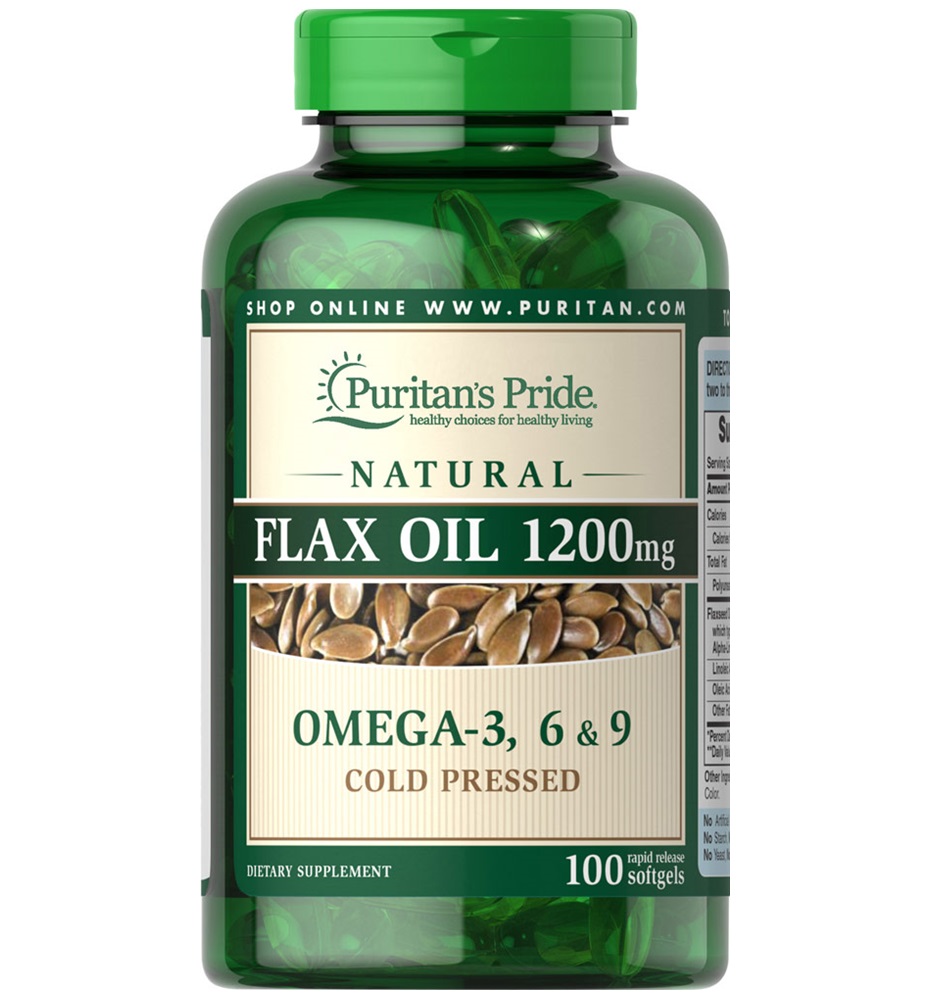 Puritan's Pride Natural Flax Oil 1200 mg  / 100 Rapid Release Softgels