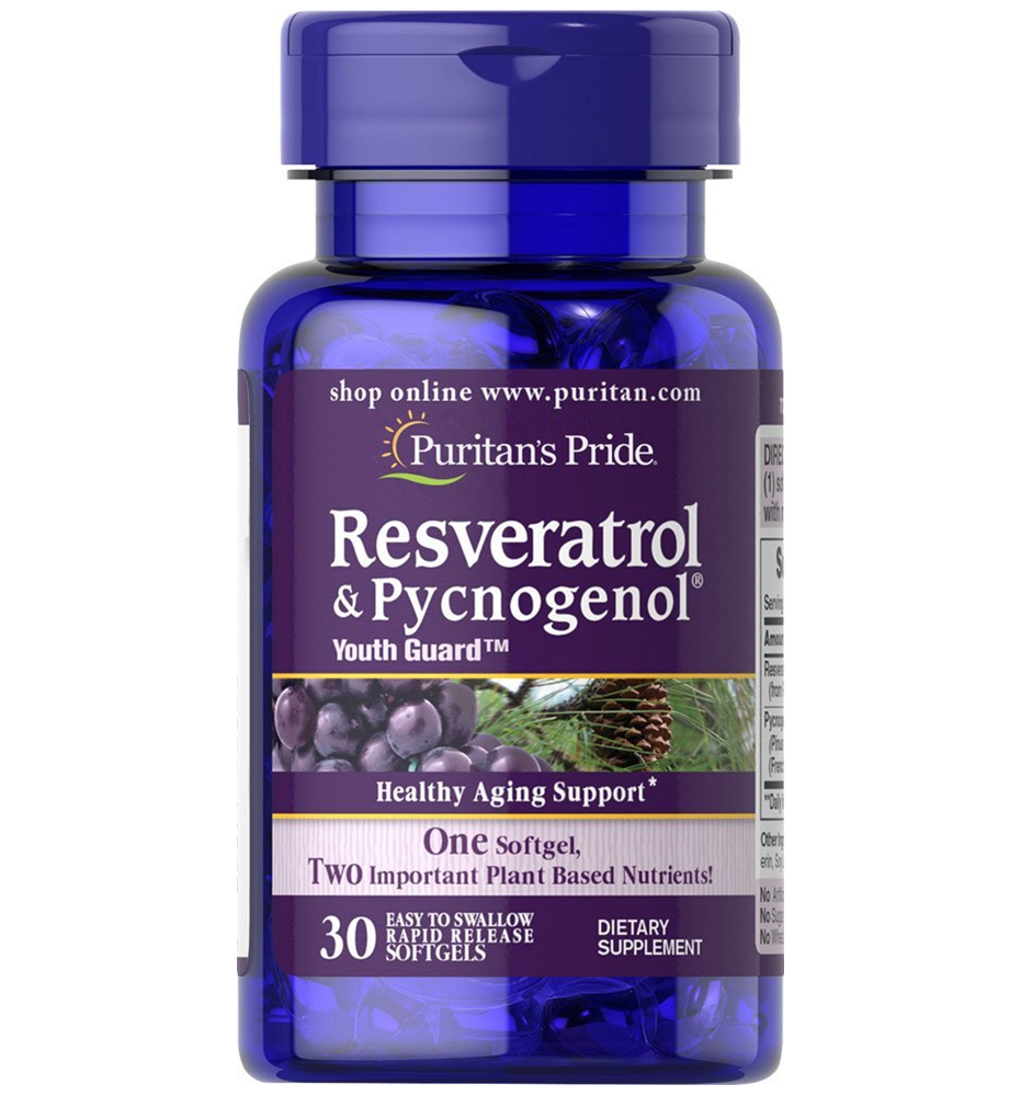 Puritan's Pride Resveratrol 100 mg & Pycnogenol® 30 mg / 30 Softgels