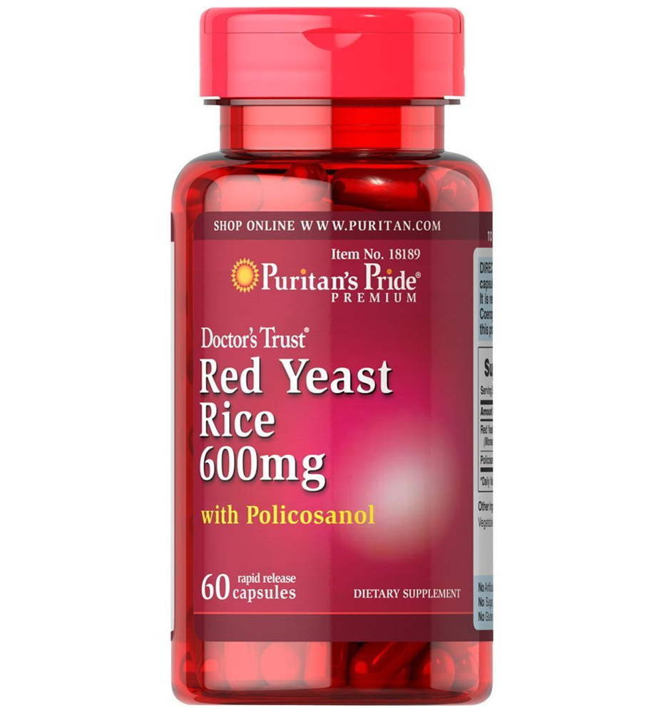 Puritan's Pride Red Yeast Rice & Policosanol  600 mg/10 mg / 60 Capsules