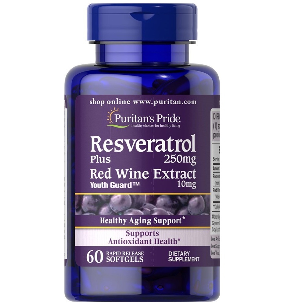 Puritan's Pride Resveratrol 250 mg plus Red Wine Extract / 60 Softgels