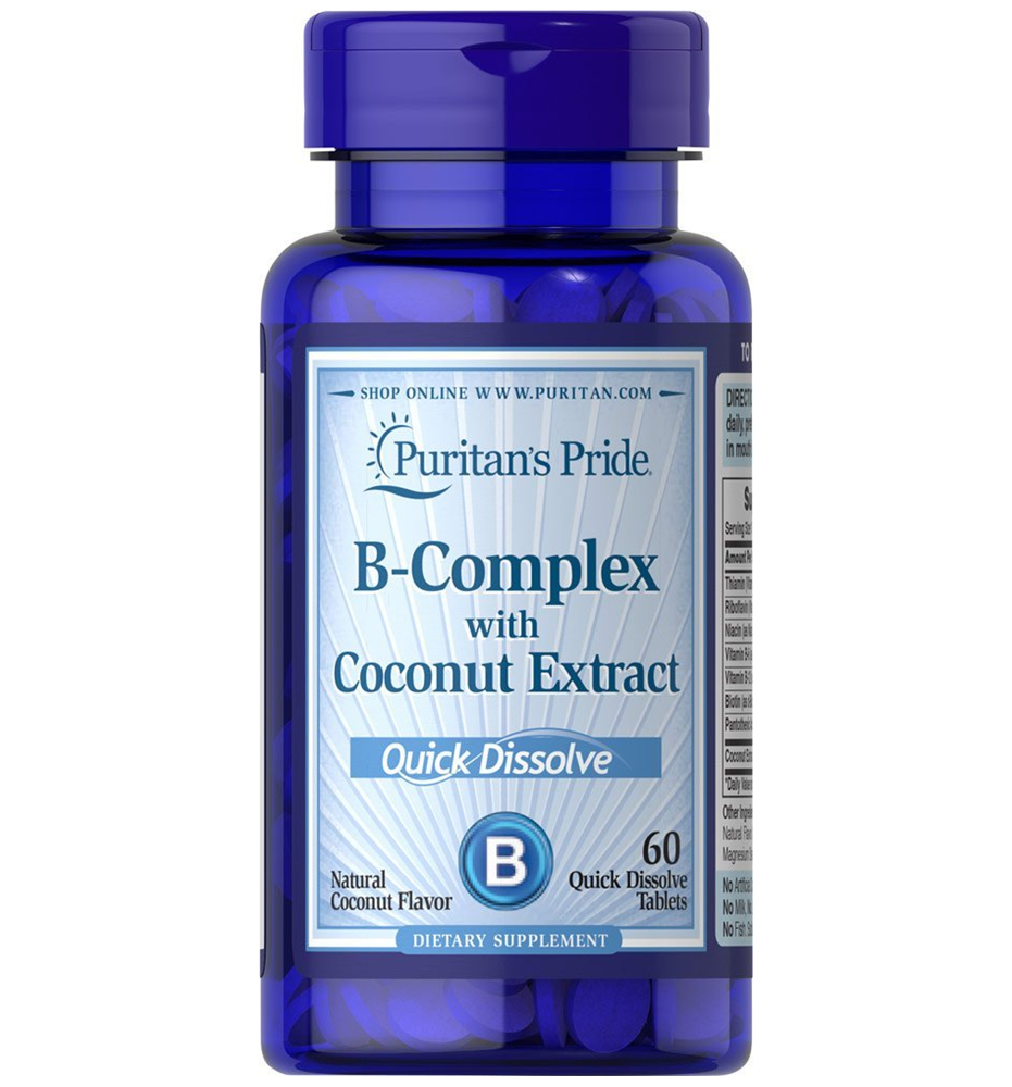 Puritan's Pride Vitamin B-Complex with Coconut Extract Quick Dissolve  60 Tablets