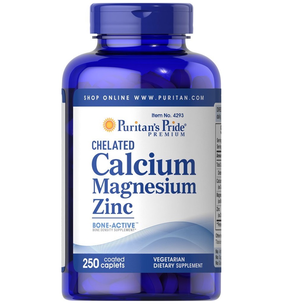 Puritan's Pride Chelated Calcium Magnesium Zinc  1000 mg/400 mg/25 mg / 250 Caplets