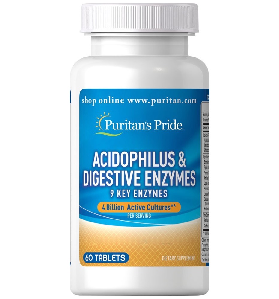 Puritan's Pride Acidophilus & Digestive Enzymes 4 billion / 60 Tablets