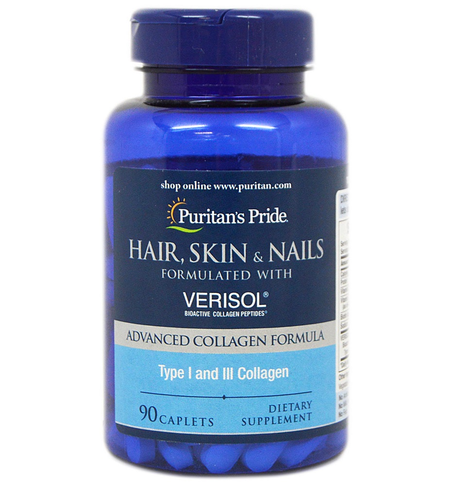 Puritan's Pride Hair, Skin and Nails formulated with VERISOL®  / 90 Caplets