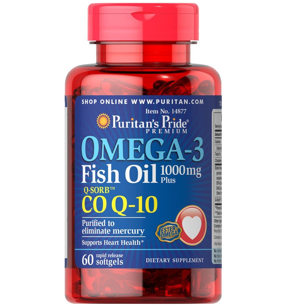 Puritan’s Pride Omega-3 Fish Oil 1000 mg plus Co Q-10 30 mg / 60 Softgels