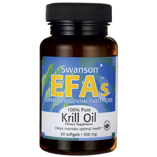 Swanson EFAs 100% Pure Krill Oil 500 mg with Astaxanthin / 60 Sgels