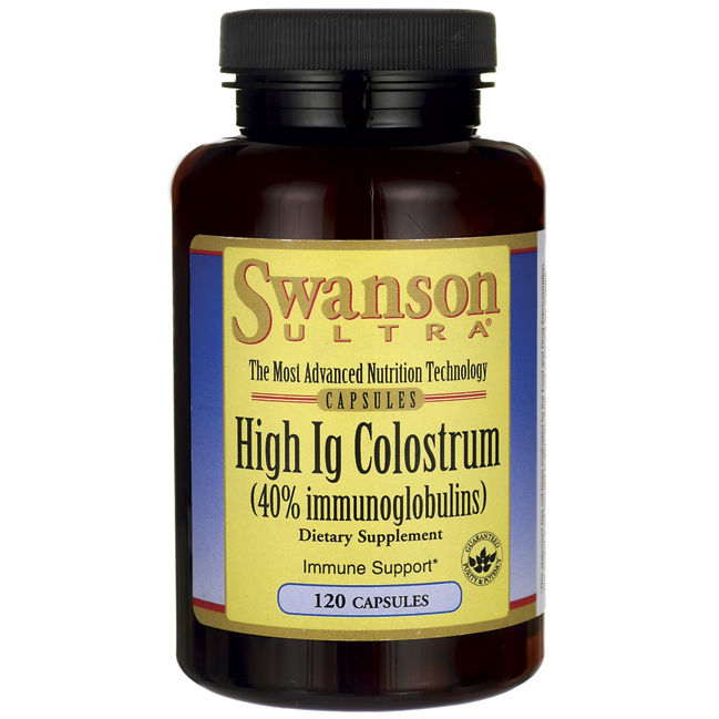 Swanson Ultra High Ig Colostrum [40% immunoglobulins (400 mg), 1% lactoferrin (10 mg)] 500 mg / 120 Caps