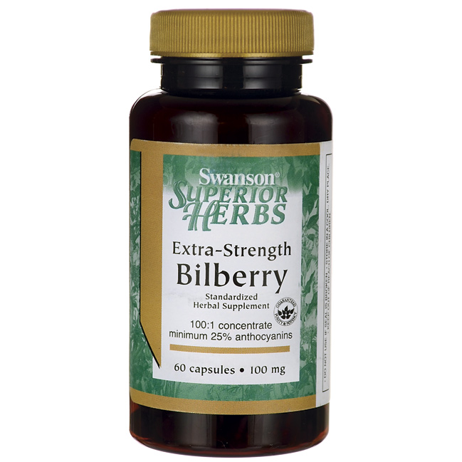 Swanson Superior Herbs Extra-Strength Bilberry (Standardized) 100 mg / 60 Caps