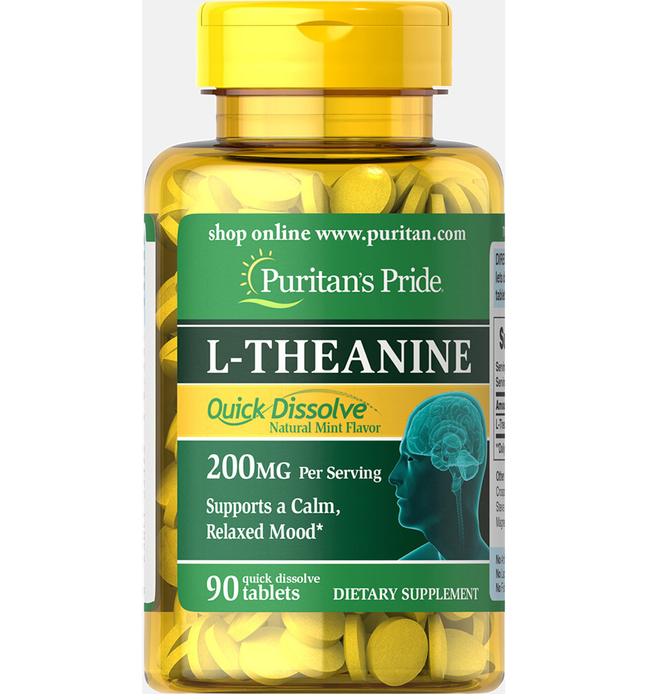 Puritan's Pride Quick Dissolve L-Theanine 200 mg. (per serving)/ 90 Tablets