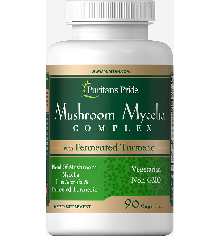 Puritan's Pride Mushroom Mycelia Complex with Fermented Turmeric  / 90 Capsules