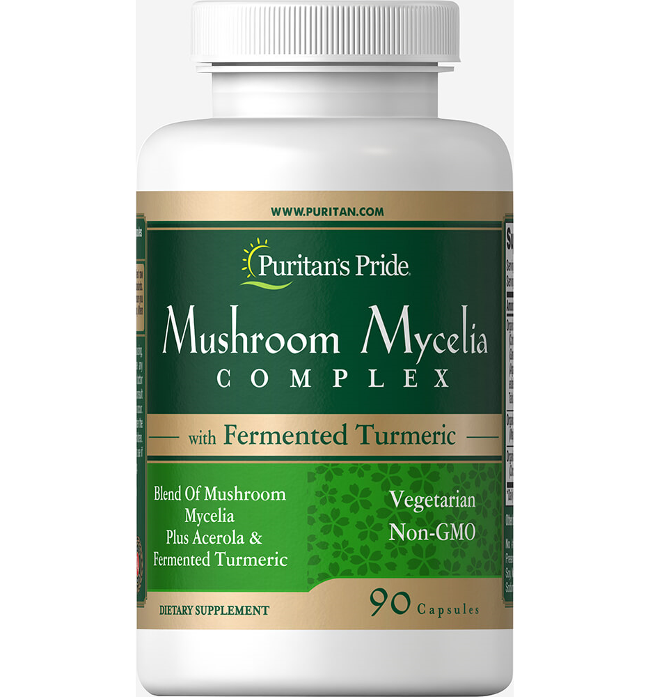 Puritan's Pride Mushroom Mycelia Complex with Fermented Turmeric / 90 Capsules