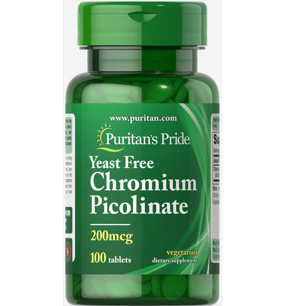 Puritan's Pride Chromium Picolinate 200 mcg Yeast Free / 100 Tablets