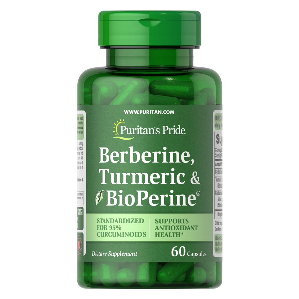 Puritan's Pride Berberine, Turmeric & BioPerine® Black Pepper / 60 Capsules