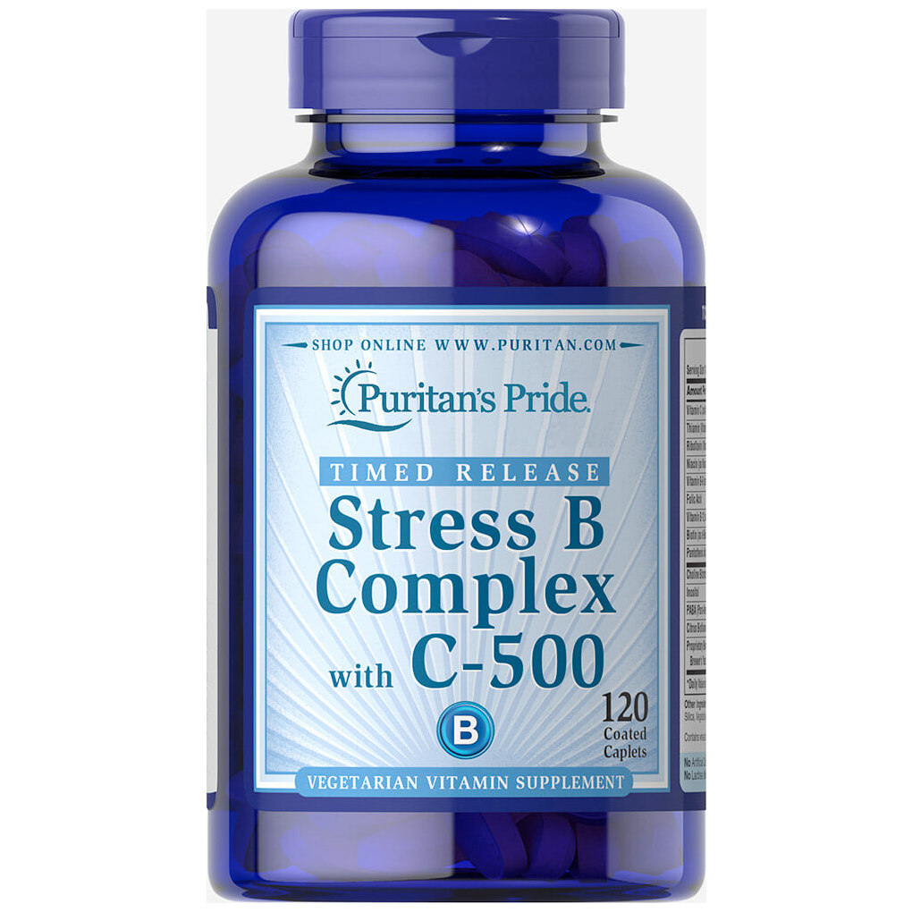 Puritan's Pride Stress Vitamin B-Complex with Vitamin C-500 Timed Release / 120 Caplets