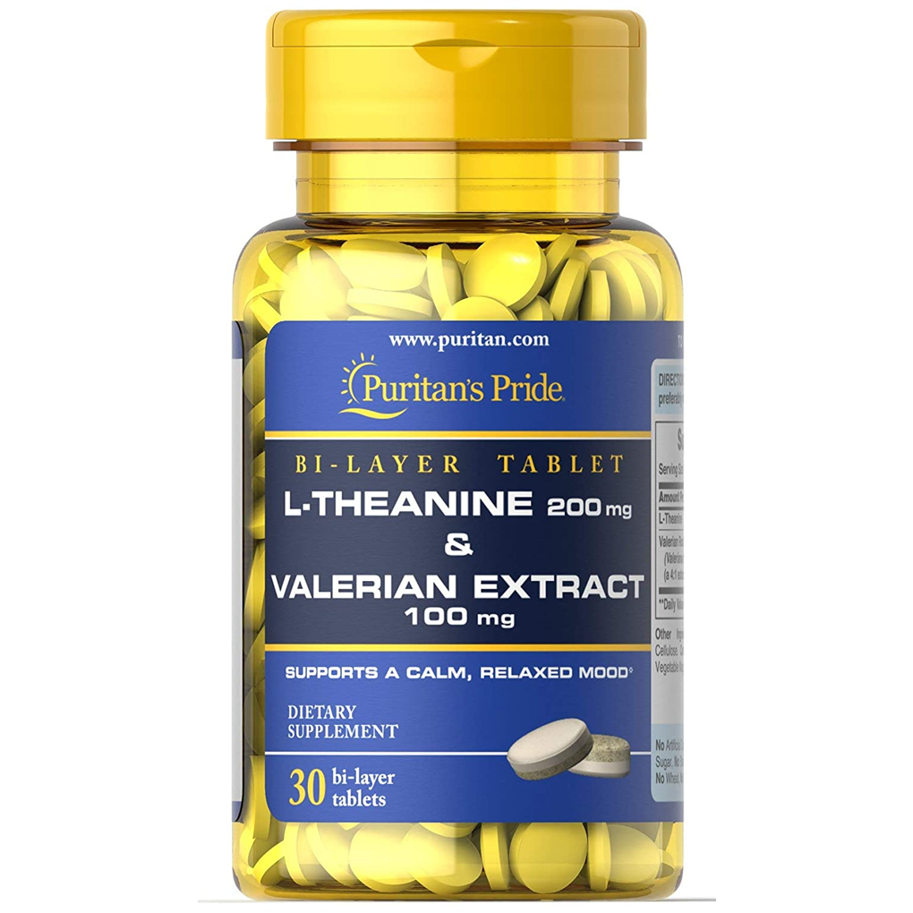 Puritan's Pride L-Theanine 200 mg & Valerian Extract 100 mg / 30 Tablets