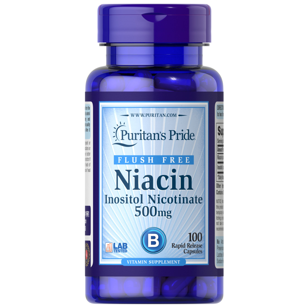 Puritan's Pride  Flush Free Niacin ( Vitamin B3 as Inositol Nicotinate) 500 mg./100 Capsules