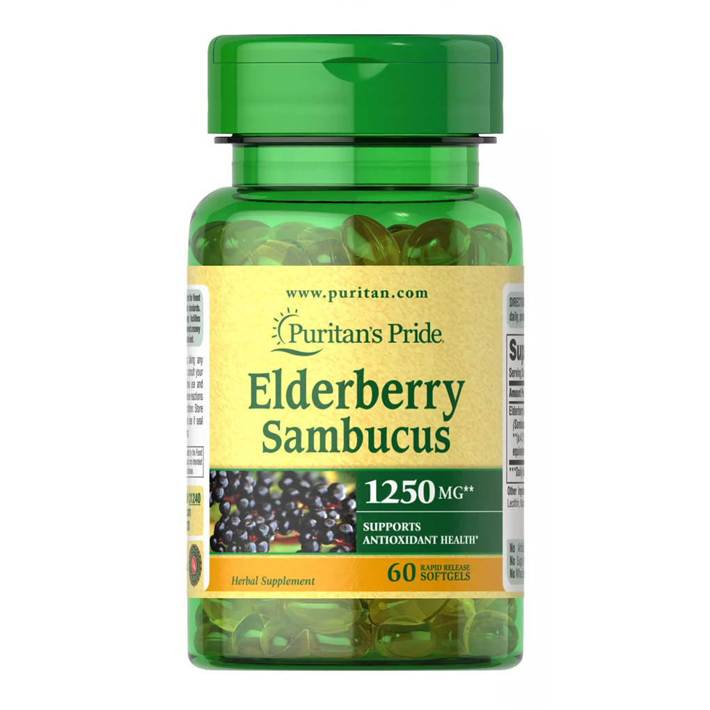 Puritan's Pride  Elderberry Sambucus 1250 mg / 60 Softgels