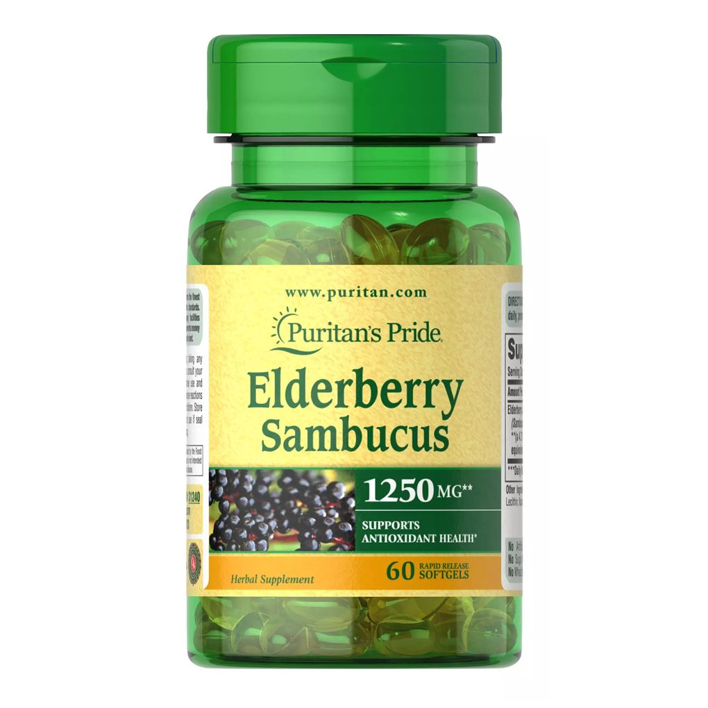 Puritan's Pride Elderberry Sambucus 1250 mg / 60 Softgels