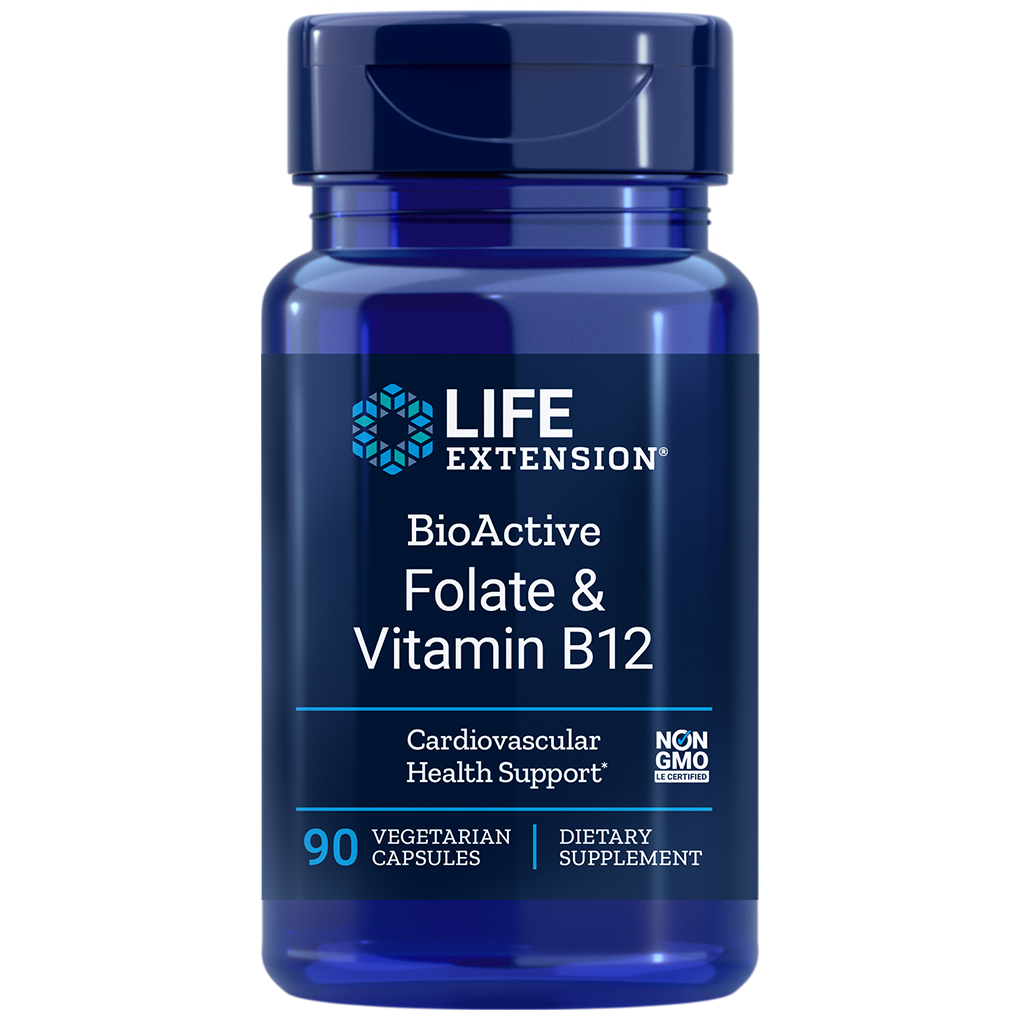 Life Extension BioActive Folate & Vitamin B12 / 90 vegetarian capsules