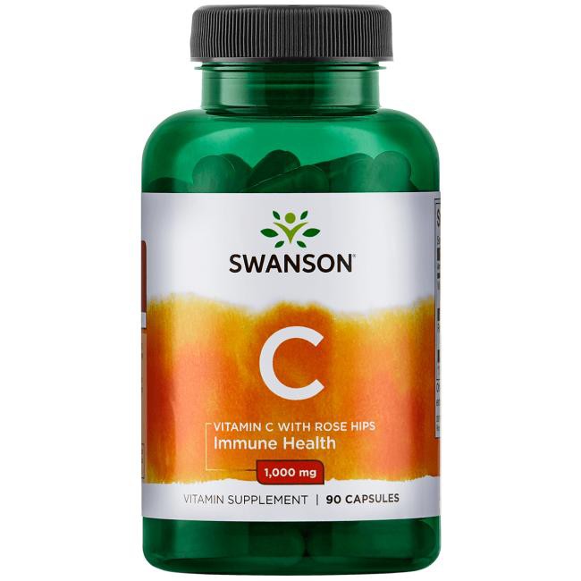 Swanson  Premium  Vitamin C 1000 mg (with Rose Hips 15 mg) / 90 Capsules