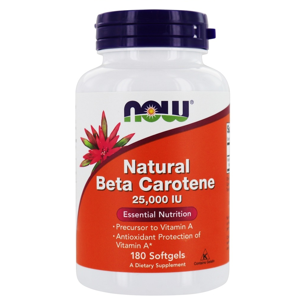NOW Foods  Beta Carotene (Natural) D. salina with Mixed Carotenoids 25000 IU / 180 Softgels