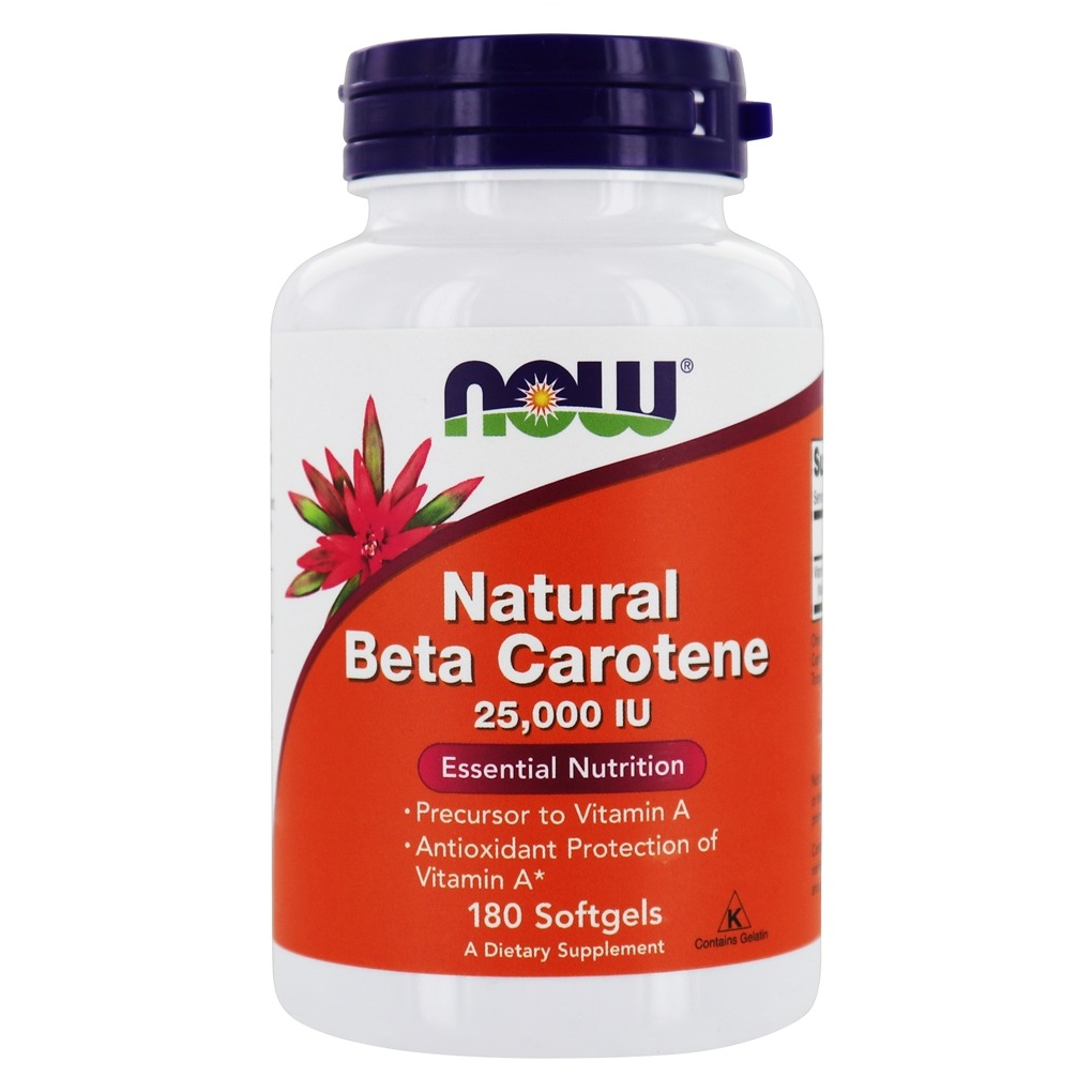 NOW Foods Beta Carotene (Natural) D. salina with Mixed Carotenoids 25000 IU / 180 Softgels