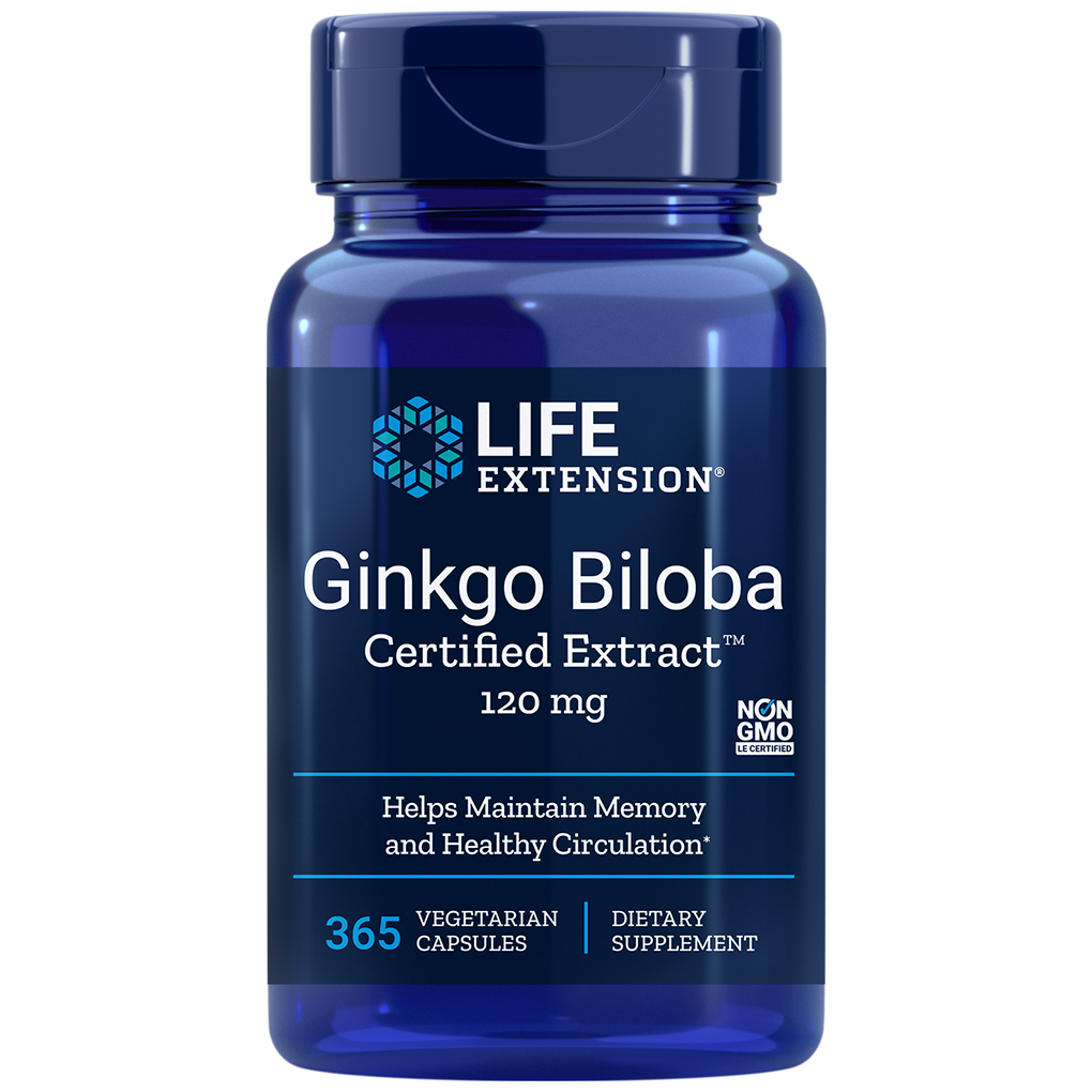 Life Extension Ginkgo Biloba Certified Extract™ 120 mg / 365 Vegetarian Capsules
