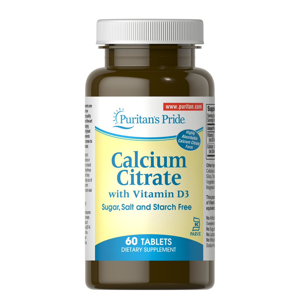 Puritan's Pride  Calcium Citrate with Vitamin D 1000 mg/600 IU  - 60 Tablets