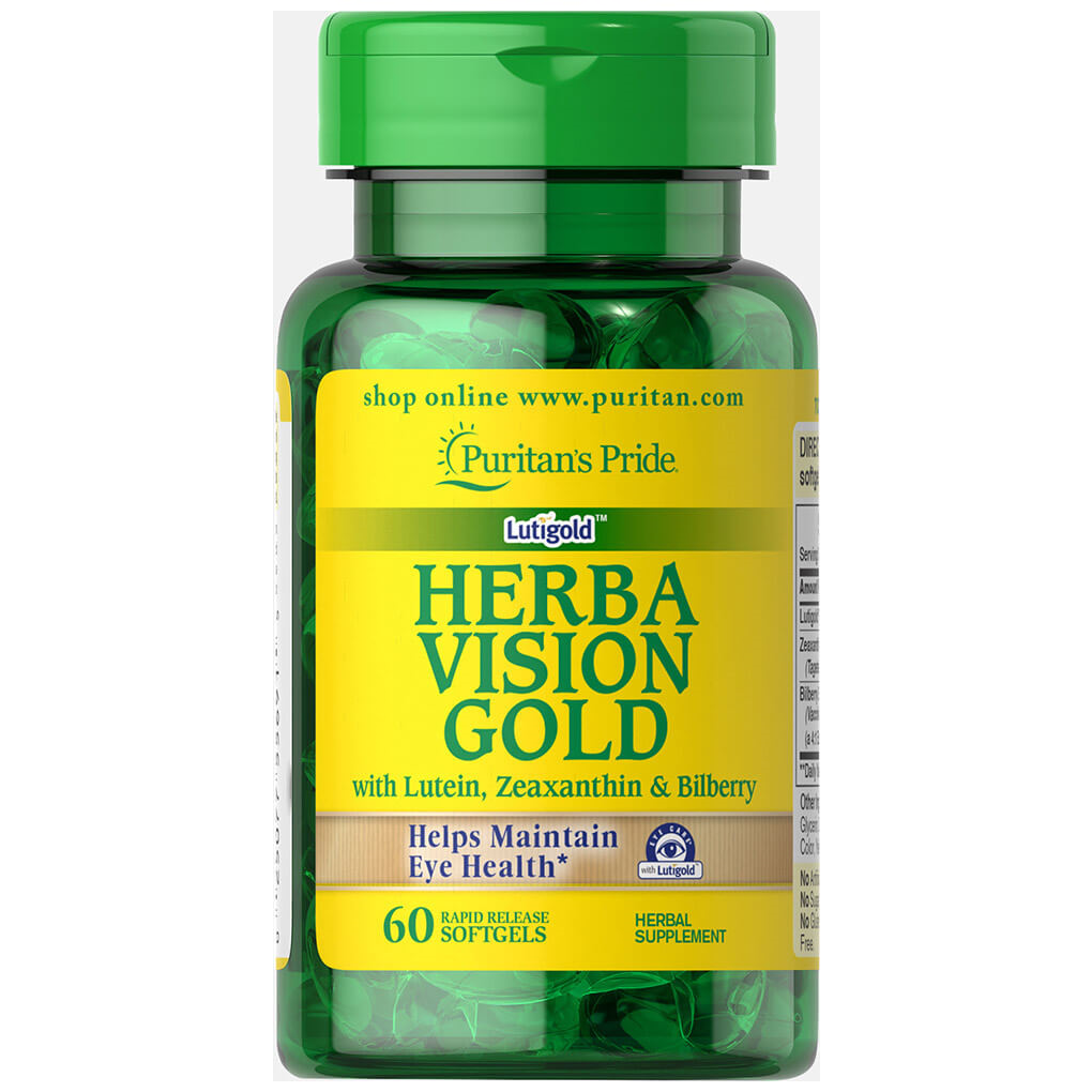 Puritan's Pride  Herbavision Gold with Lutein, Bilberry and Zeaxanthin / 60 Softgels
