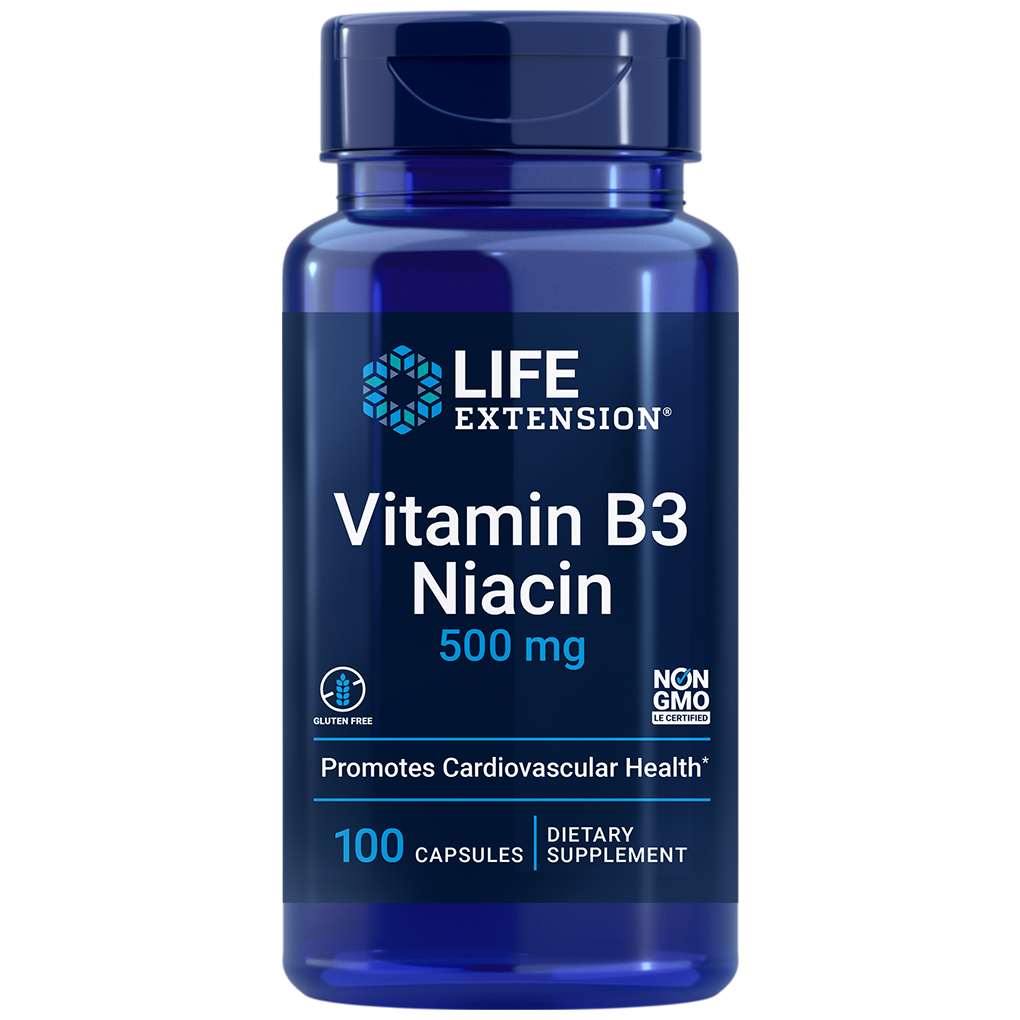 Life Extension Vitamin B3 Niacin 500 mg / 100 Capsules