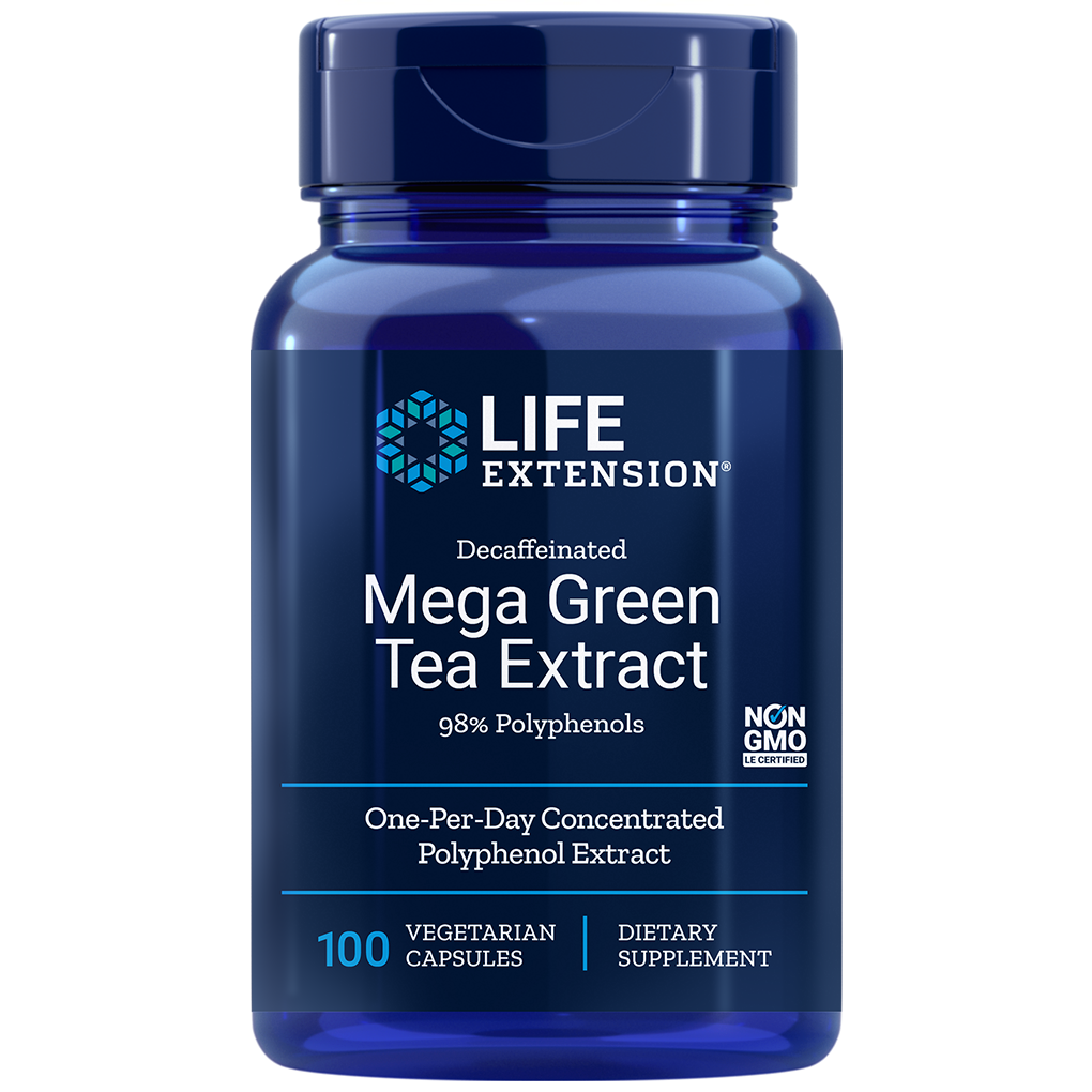 Life Extension Decaffeinated Mega Green Tea Extract (98% Polyphenols) / 100 Vegetarian Capsules