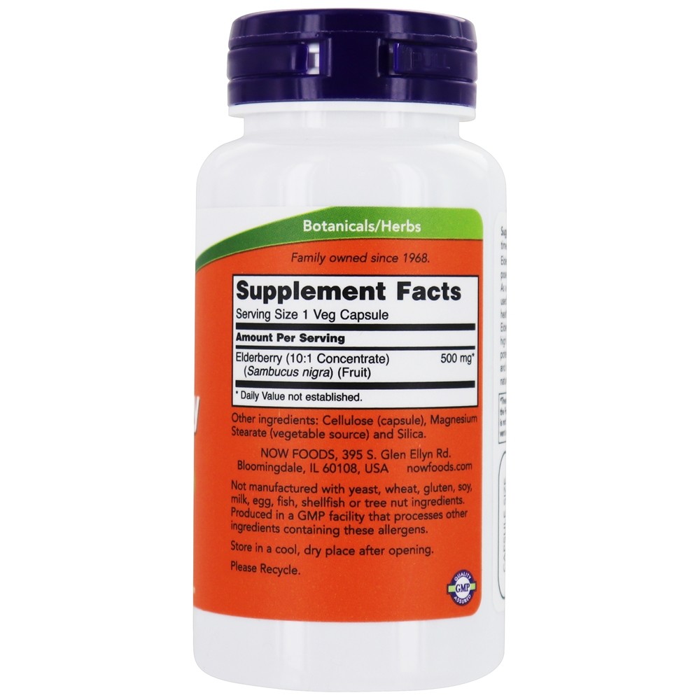 NOW Foods Elderberry Extract 500 mg. / 60 Vegetable Capsules