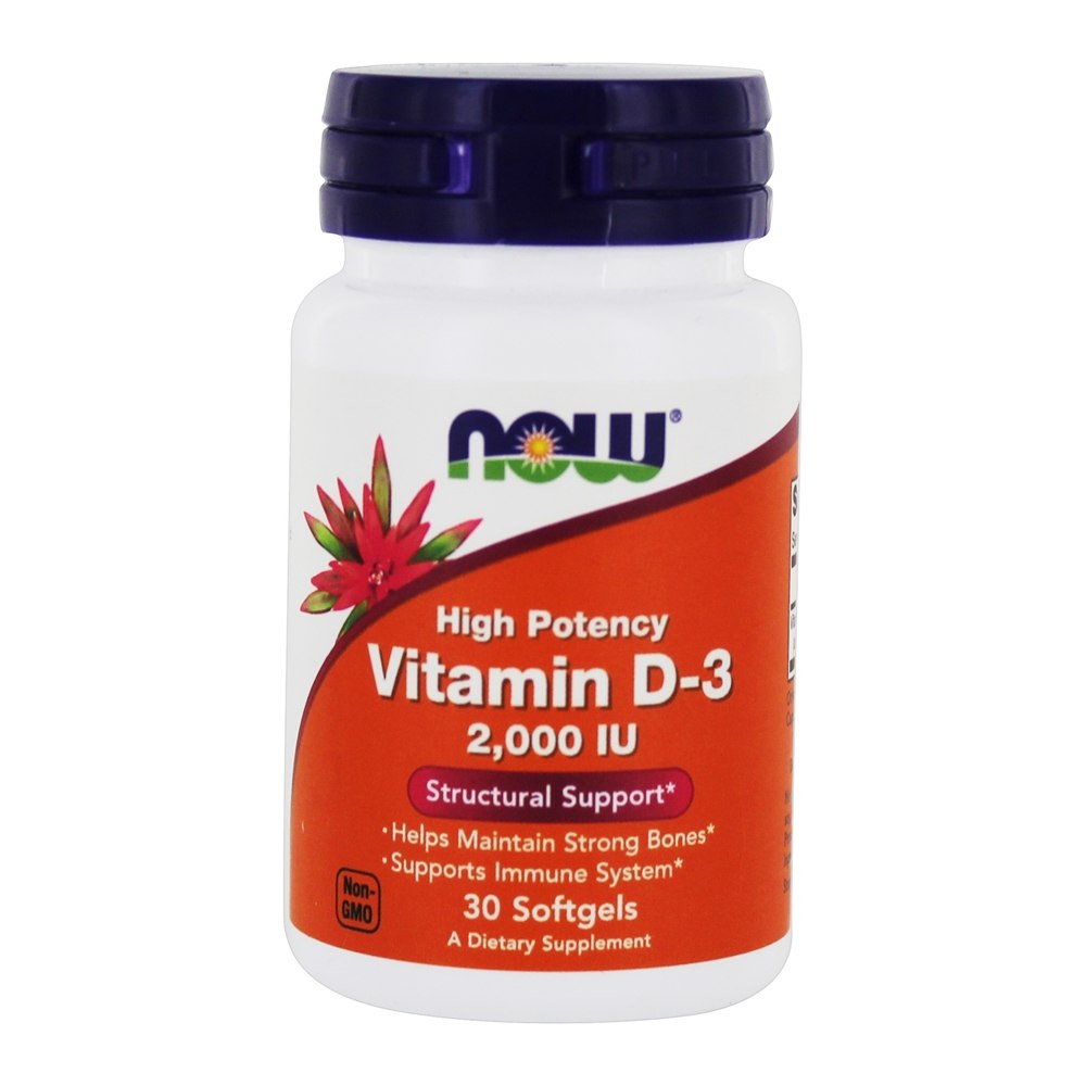 NOW Foods High Potency Vitamin D-3  Structural Support 2000 IU / 30 Softgels