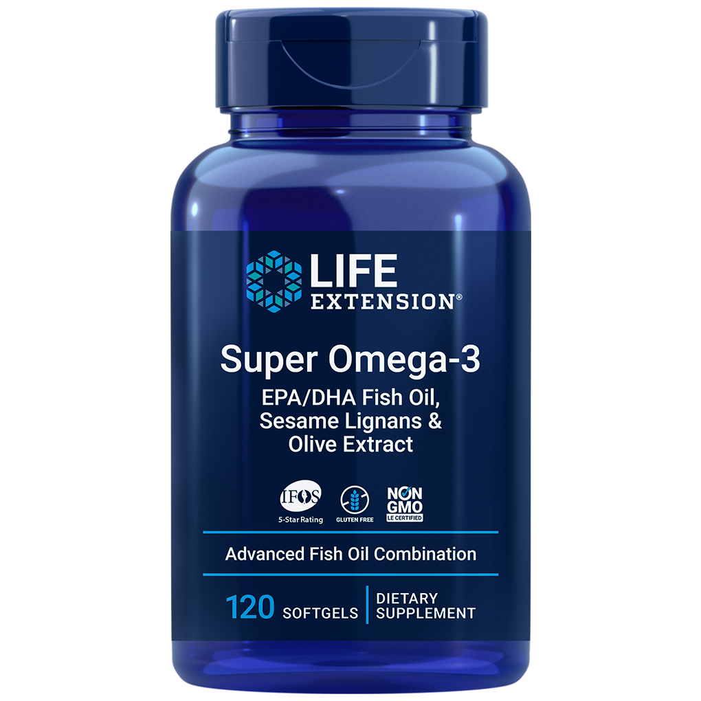 Life Extension Super Omega-3 EPA/DHA Fish Oil, Sesame Lignans & Olive Extract / 120 Softgels
