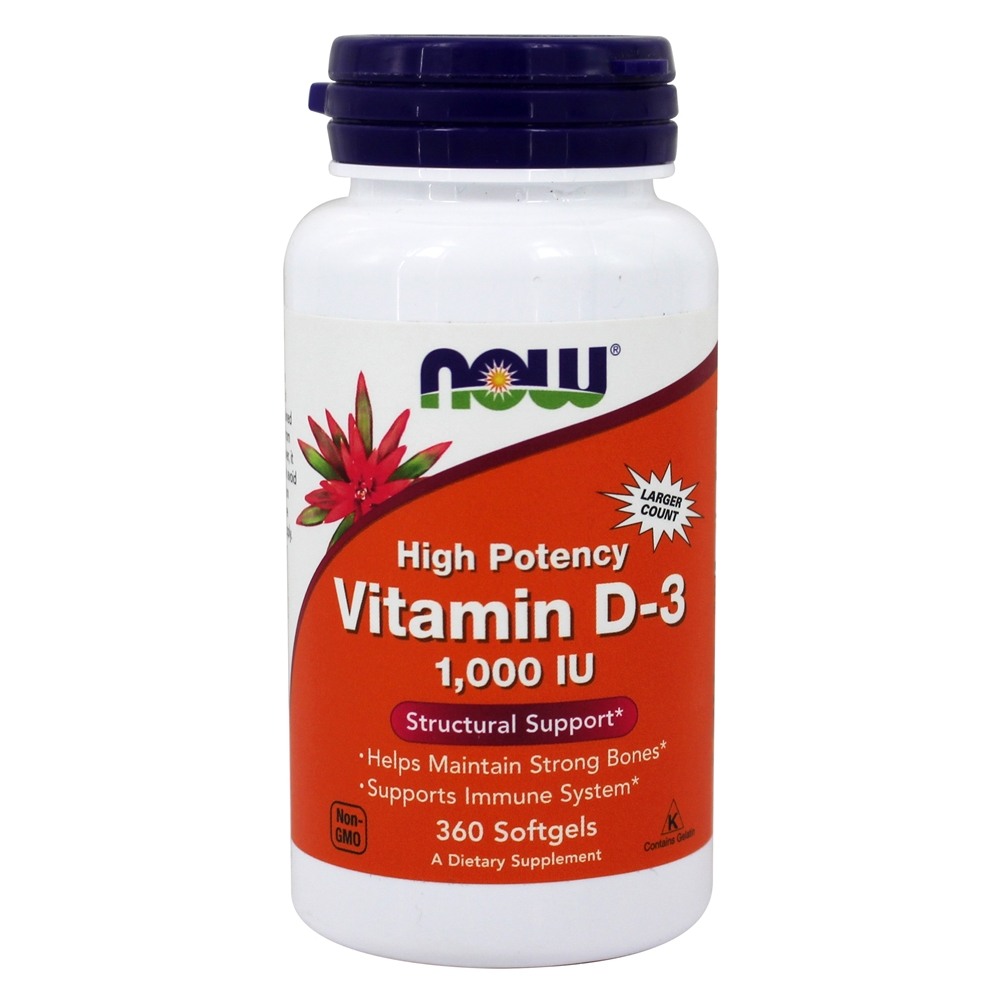 NOW Foods Vitamin D3 High Potency 1000 IU / 360 Softgels