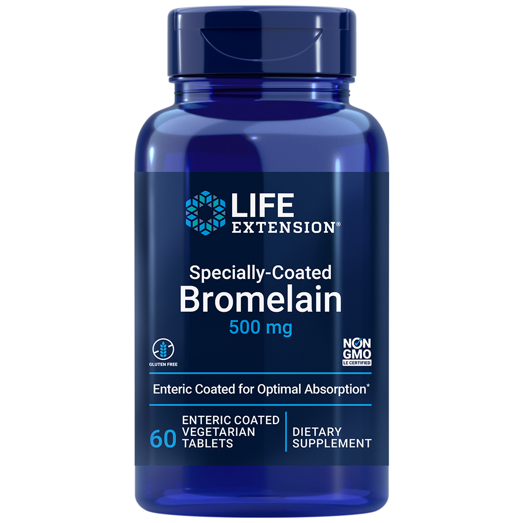 Life Extension  Specially-Coated Bromelain 500 mg / 60 Enteric-Coated Vegetarian Tablet