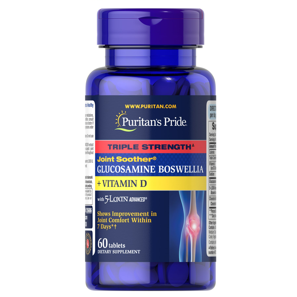 Puritan's Pride  Triple Strength Joint Soother® Glucosamine Boswellia + Vitamin D / 60 Tablets