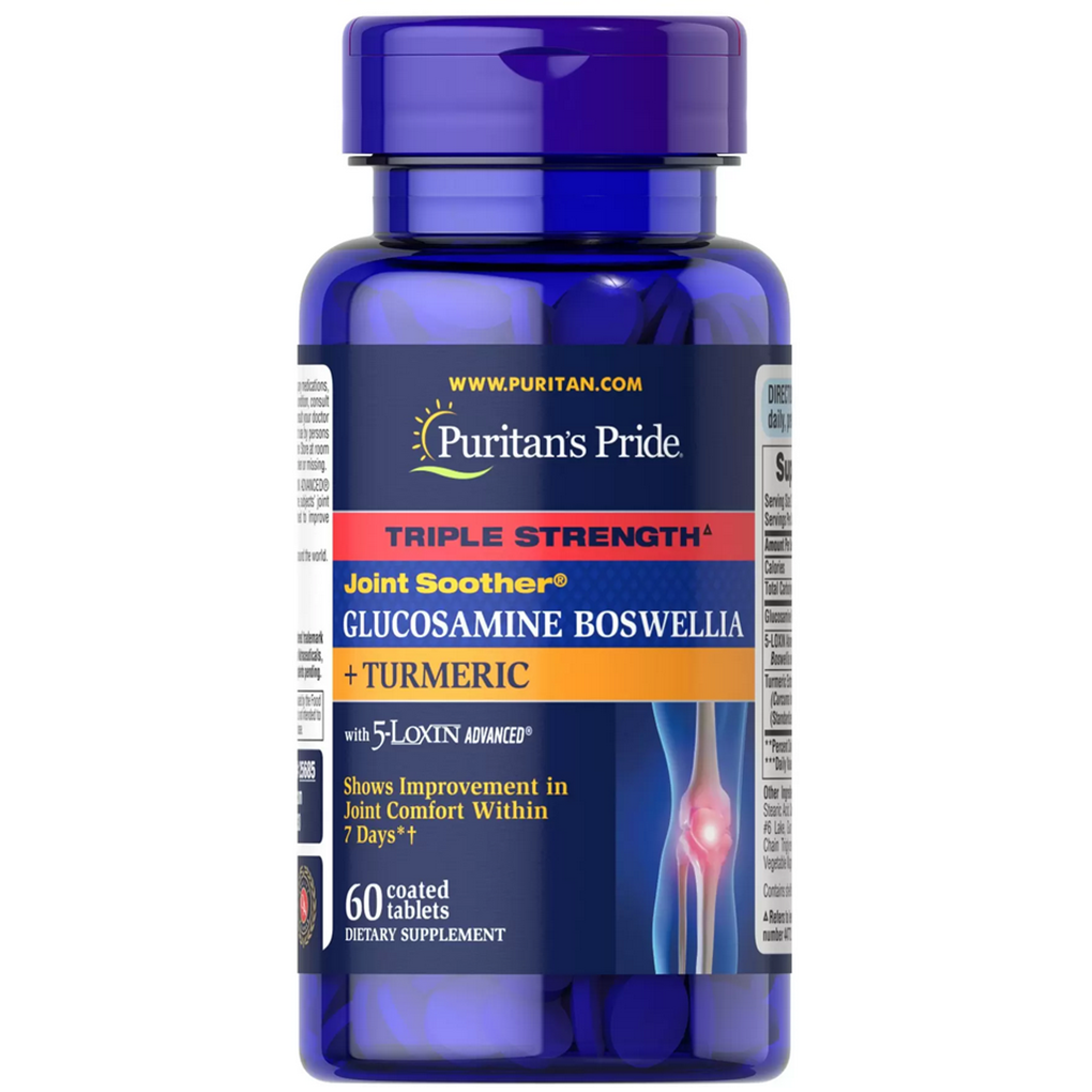 Puritan's Pride Triple  Strength Joint Soother® Glucosamine Boswellia + Turmeric  / 60 Tablets