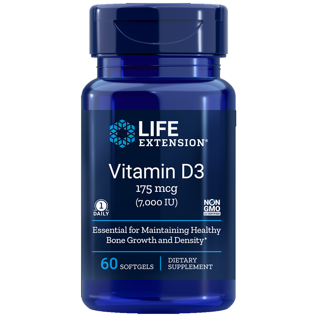 Life Extension  Vitamin D3  175 mcg (7000 IU) / 60 Softgels