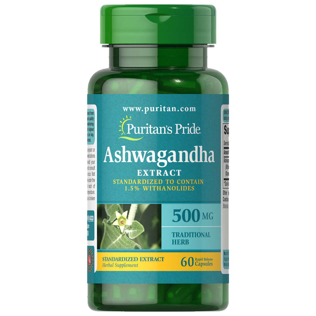 Puritan's Pride Ashwagandha Standardized Extract 500 mg / 60 Capsules