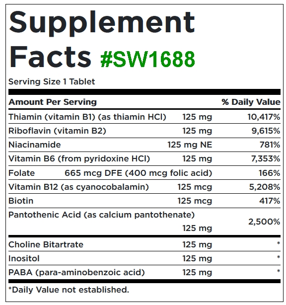 Swanson Premium Vitamin B-125 Complex / 100 Tabs