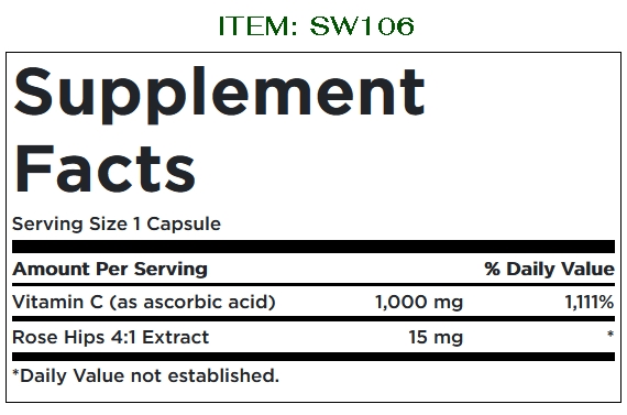 Swanson Premium Vitamin C  1,000 mg (with Rose Hips 15 mg) / 250 Caps