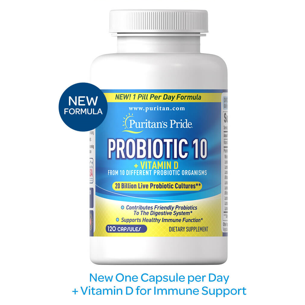 Puritan's Pride  Probiotic 10 with Vitamin D 20 billion / 120 Capsules