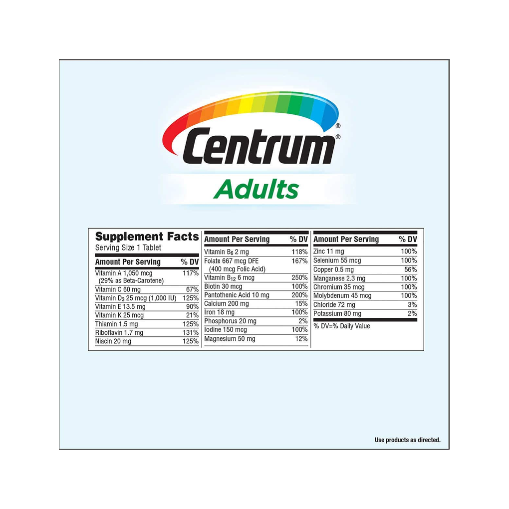 Centrum Adults Multivitamin / 425 Tablets  (For Men/Women Adults under 50)