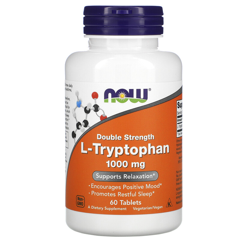 Now Foods L-Tryptophan, Double Strength, 1,000 mg / 60 Tablets