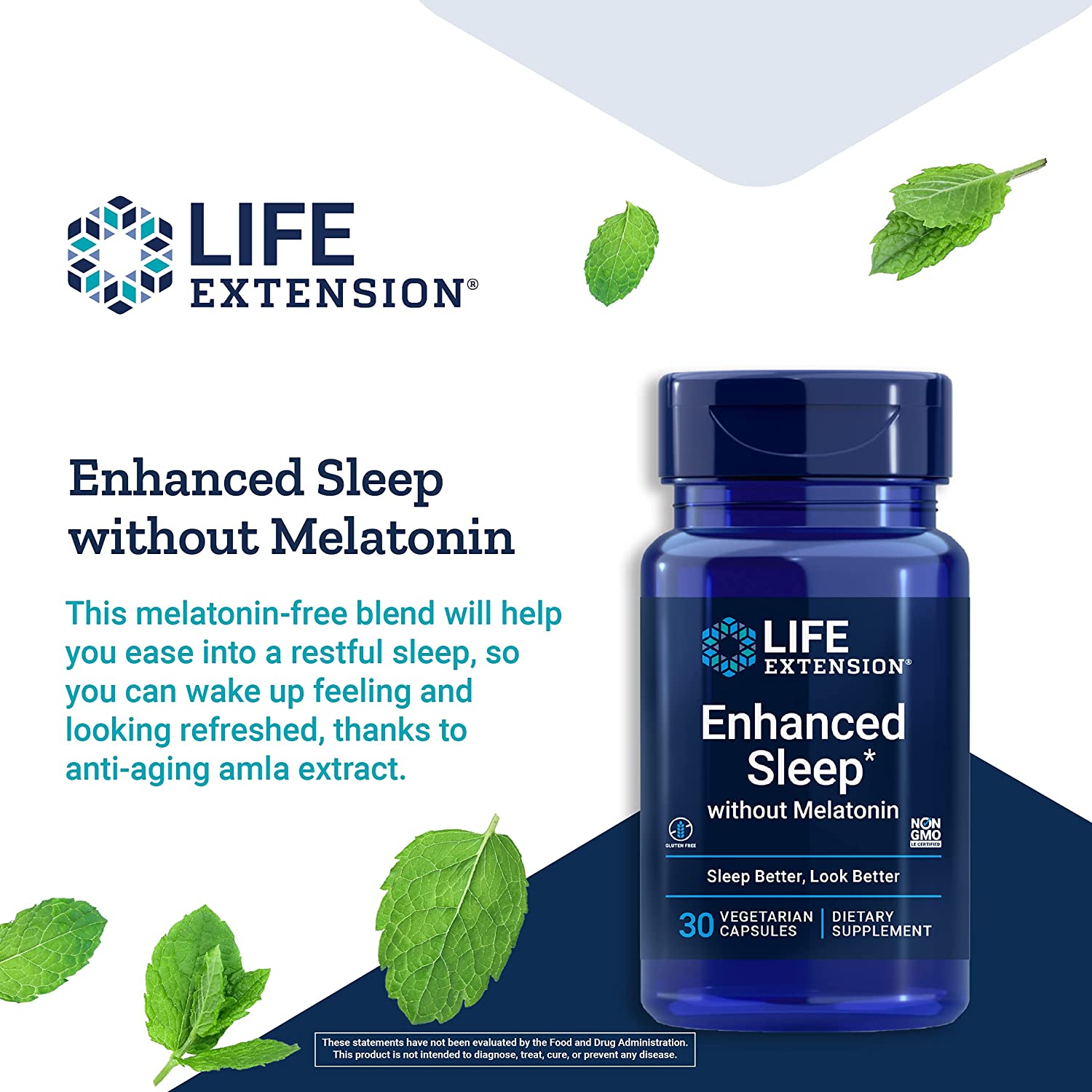 Life Extension  Enhanced Sleep without Melatonin / 30 Vegetarian Capsules